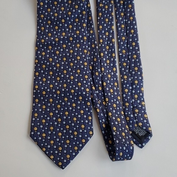 BEAUFORT SILK FLYING HOT AIR BALLOON TIE BLUE ORANGE 59" LONG BY 3 7/8" - Picture 2 of 7